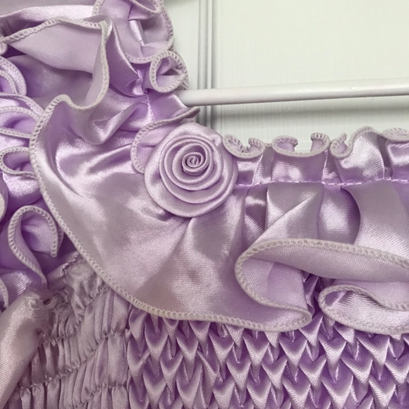 Floral Ruffle Three Tier Purple Dress Toddler Girl Size 12 Bow Zipper Back - Picture 4 of 7
